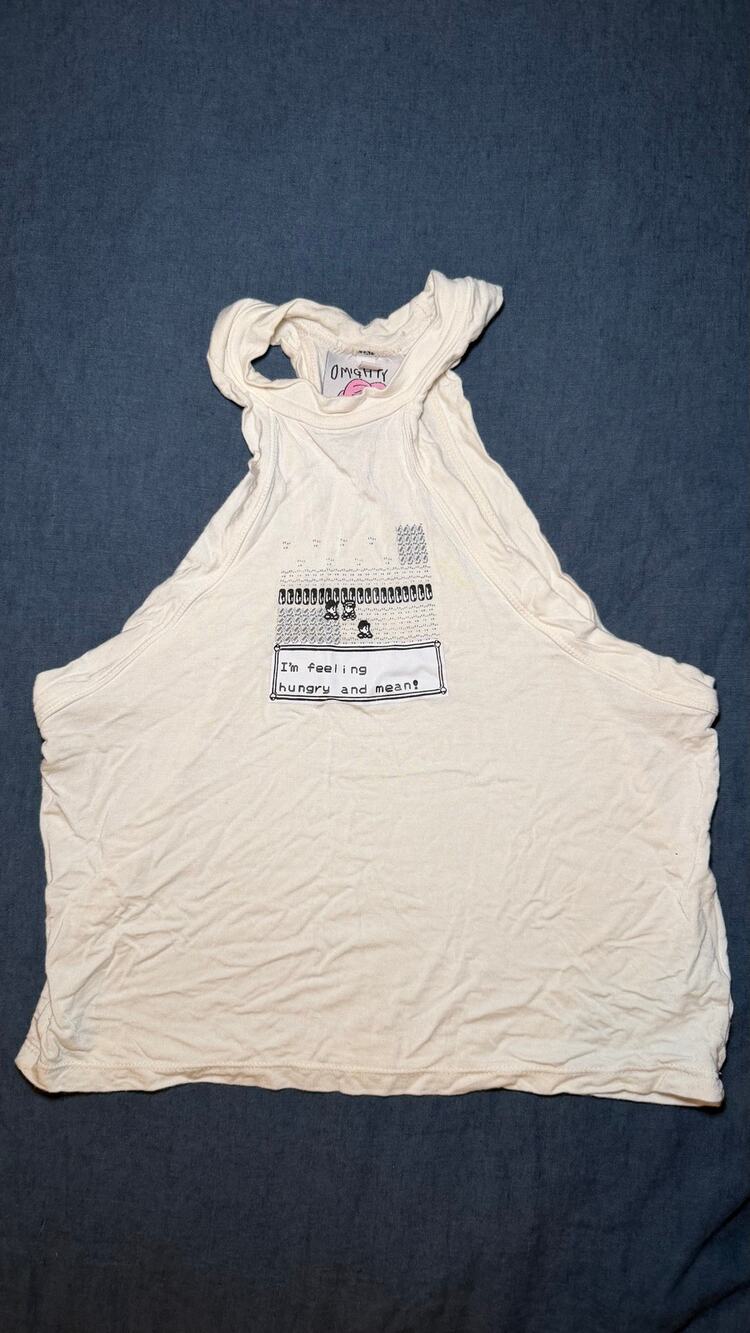 O-Mighty Video Game Print White Halter Top Size L
